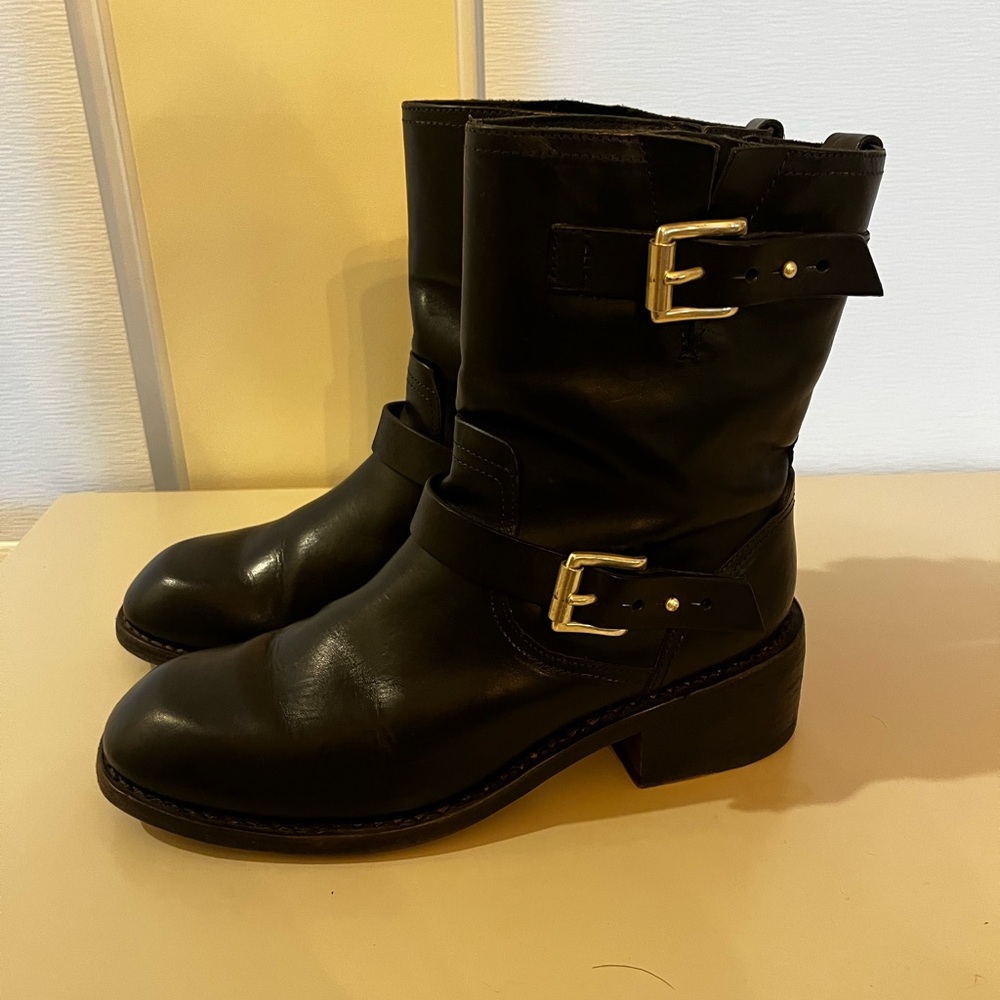 RAG & BONE Leather Moto Boots Black Leather Size 40 size 10